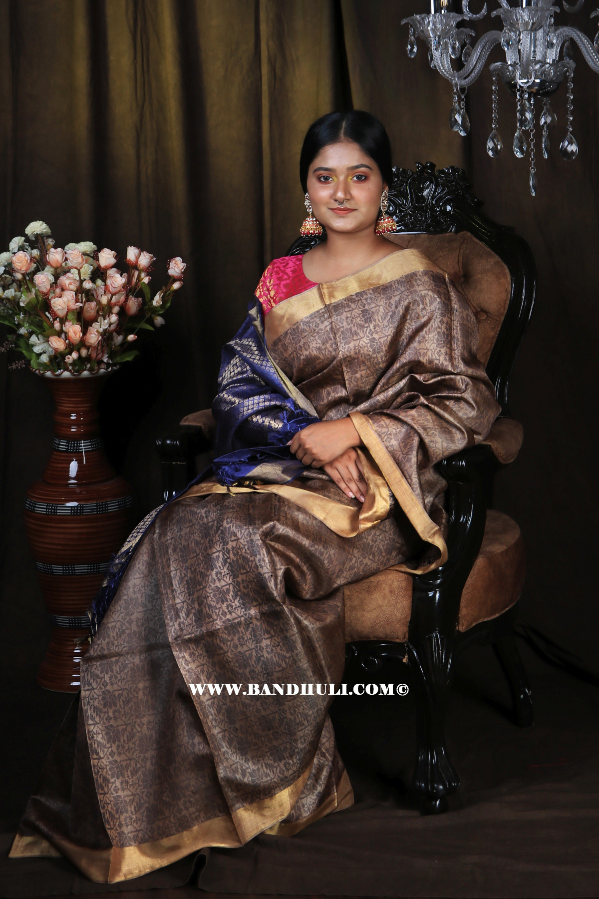 Brown Tussar Saree